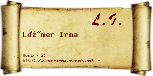Lámer Irma névjegykártya